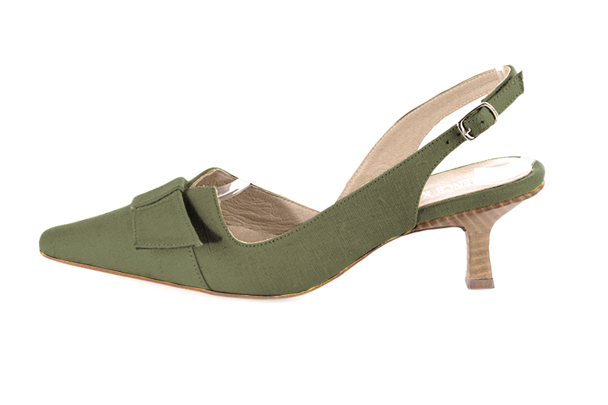French elegance and refinement for these khaki green dress slingback shoes, with a knot, 
                available in many subtle leather and colour combinations. The pretty French spirit of this beautiful pump will accompany your steps nicely and comfortably.
To be personalized or not, with your materials and colors.  
                Matching clutches for parties, ceremonies and weddings.   
                You can customize these shoes to perfectly match your tastes or needs, and have a unique model.  
                Choice of leathers, colours, knots and heels. 
                Wide range of materials and shades carefully chosen.  
                Rich collection of flat, low, mid and high heels.  
                Small and large shoe sizes - Florence KOOIJMAN